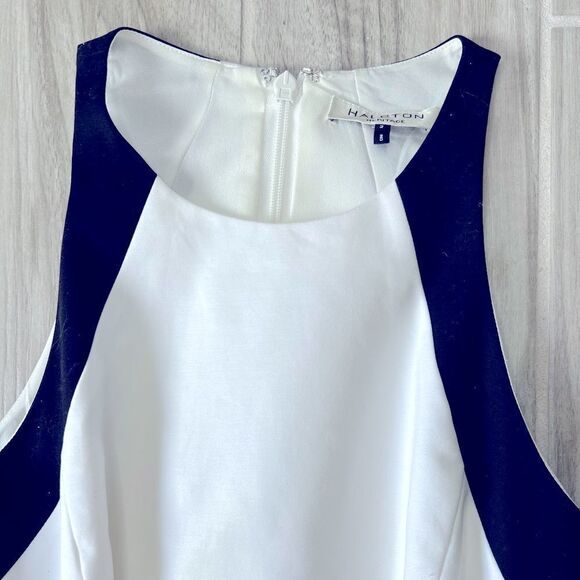 Halston Heritage Black and White A-line Cotton Mini Dress Size 2 - Picture 3 of 5
